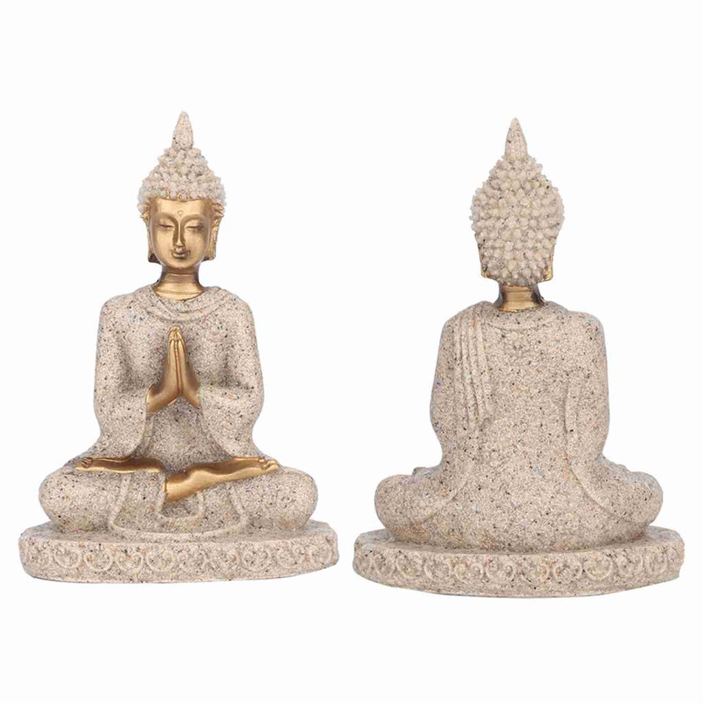 Meditating Seated Buddha Statue Carving Figurine Craft for Home Decoration Ornament (A Gold)