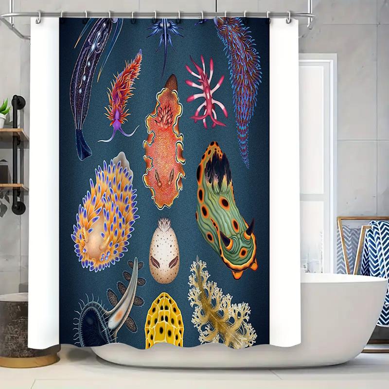 

Ocean Sea Life Shower Curtain Coral Reef Fish Backdrop Bathroom Decor Waterproof Vintage Nautical Home Textile Artistic Print W60H190(CM)-1 Pcs