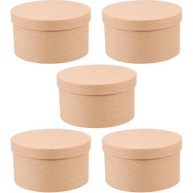 5 Pack Round Kraft Paper Cookie Boxes with Lids Cake Boxes Desserts Packaging Containers for Cupcakes, Candy,Muffin and Chocolate, 5.51x5.51x2.95