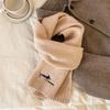 New Autumn and Winter Knitted Wool Scarf for Women Korean Version Versatile Embroidered Dachshund Woolen Neck Scarf Thickened Warm Scarf