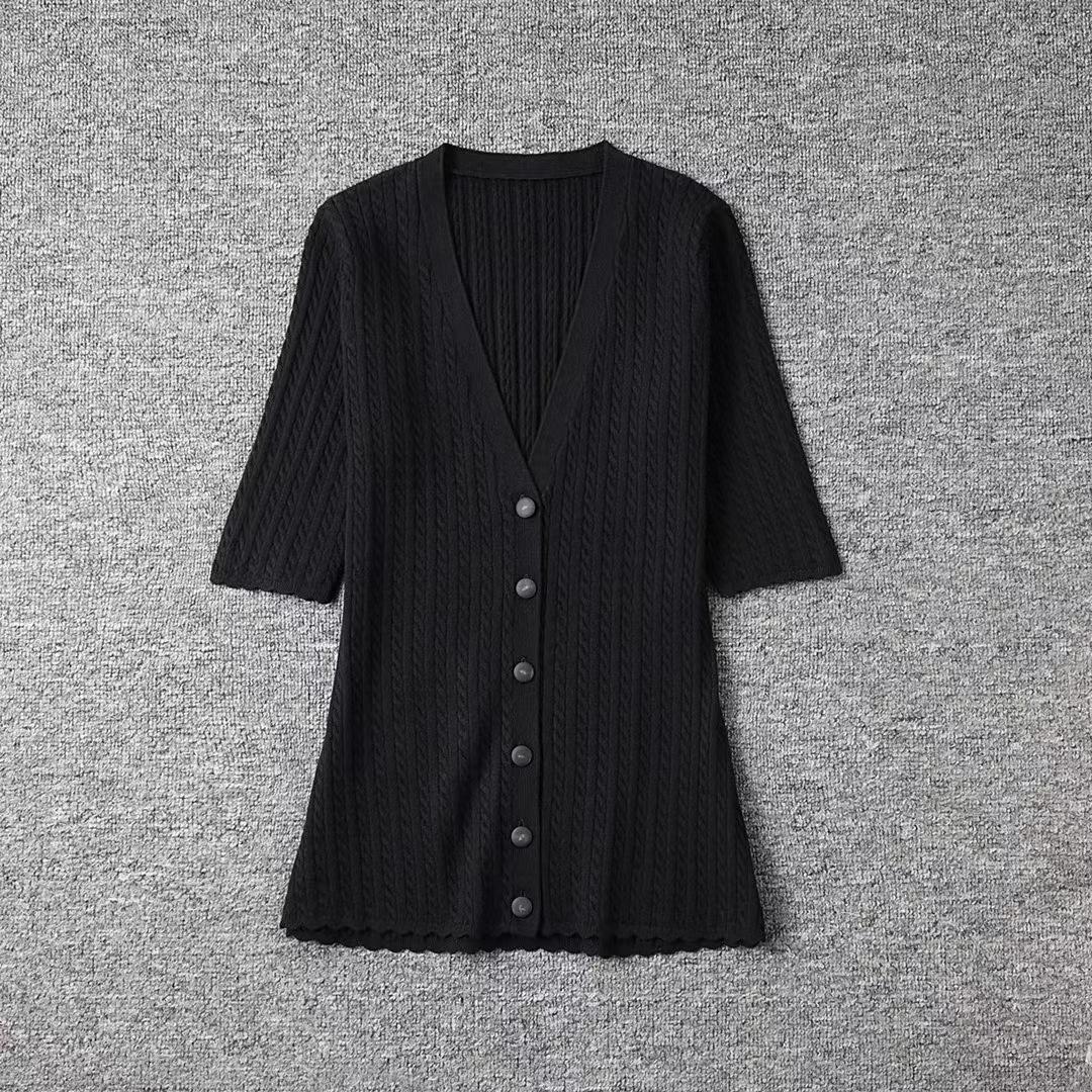 

Pure Original Spring/Summer V-neck French Waist-Slimming Cable-Knit Sweater Small