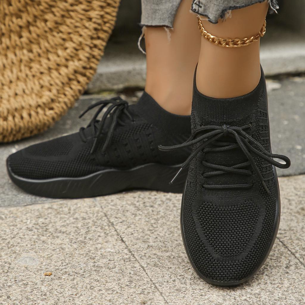 Adidași Tricotați Confortabili Respirabili pentru Femei Mărimi Mari Decolteu Jos Plat Casual Pantofi Sport pentru Femei Primăvară Noutăți