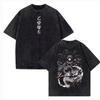 Harajuku Anime Graphic Okkotsu Yuta Tshirt Vintage Washed Men Women New Summer Pure Cotton Short Sleeve Top Streetwear