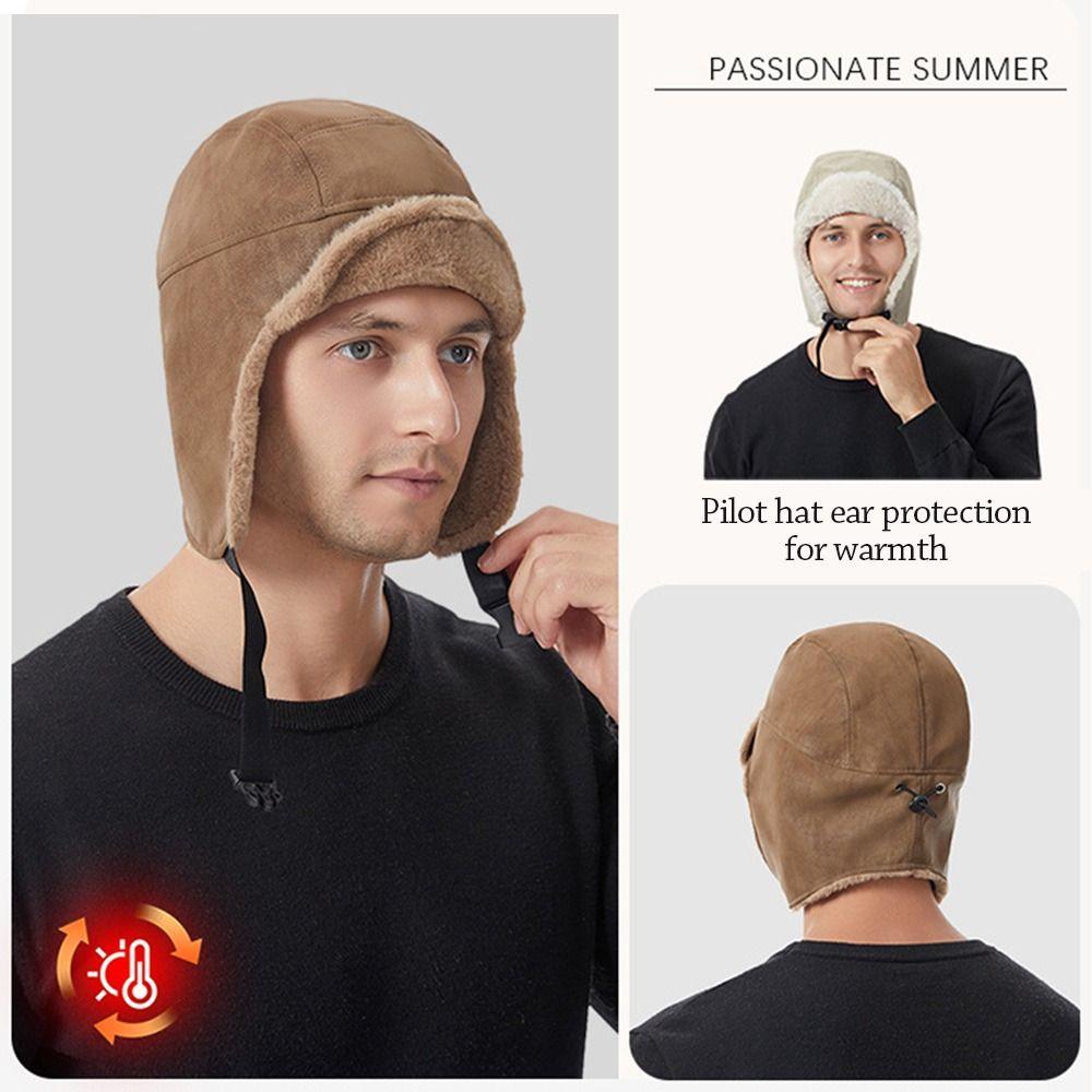 Thick Bomber Hat Plush Ushanka Fur Hat Outdoors Ski Russian Cap  Riding