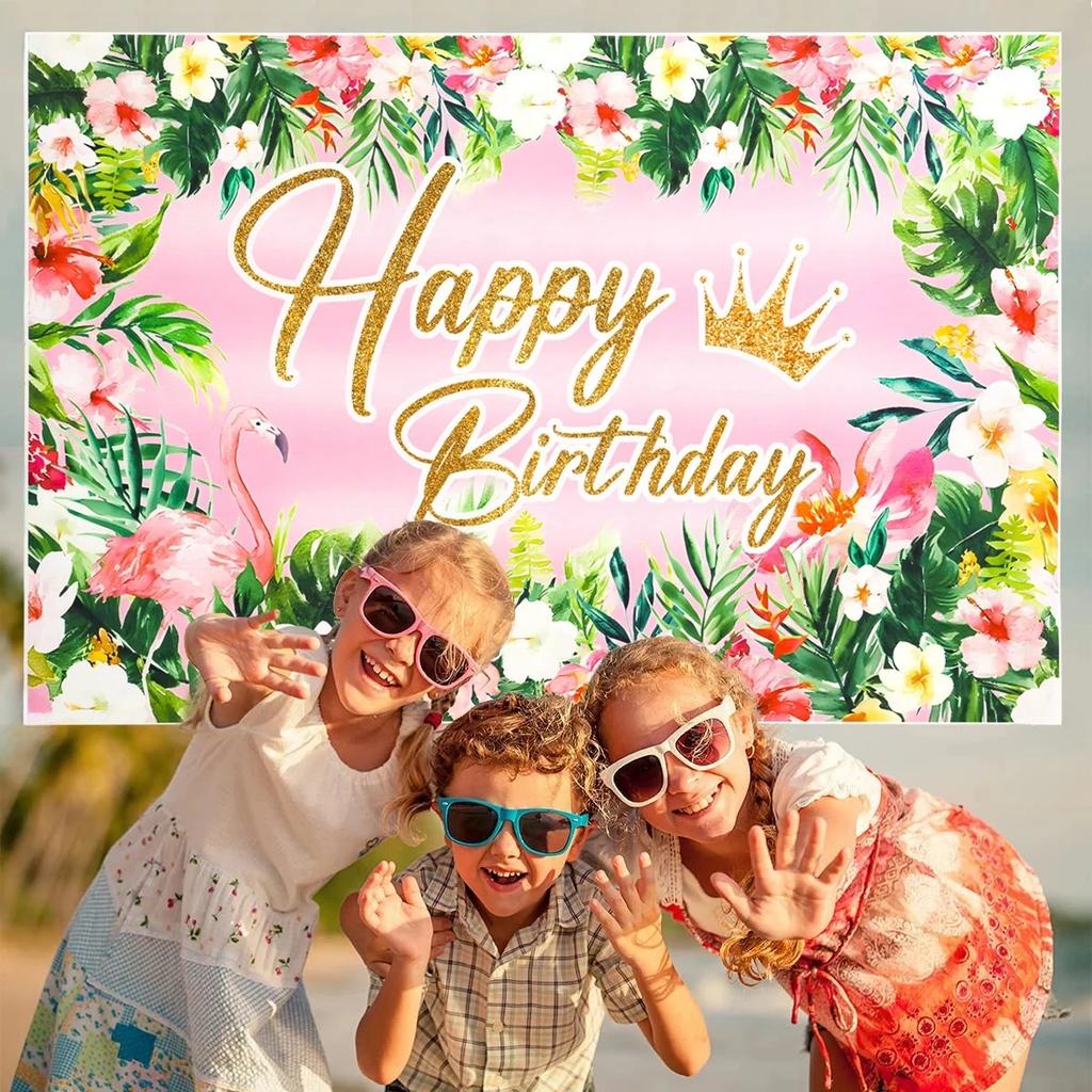 Hawaiian Aloha Party Decoration Summer Happy Birthday Musical Beach Backdrop Background Photography Tropical Tiki Baby Shower