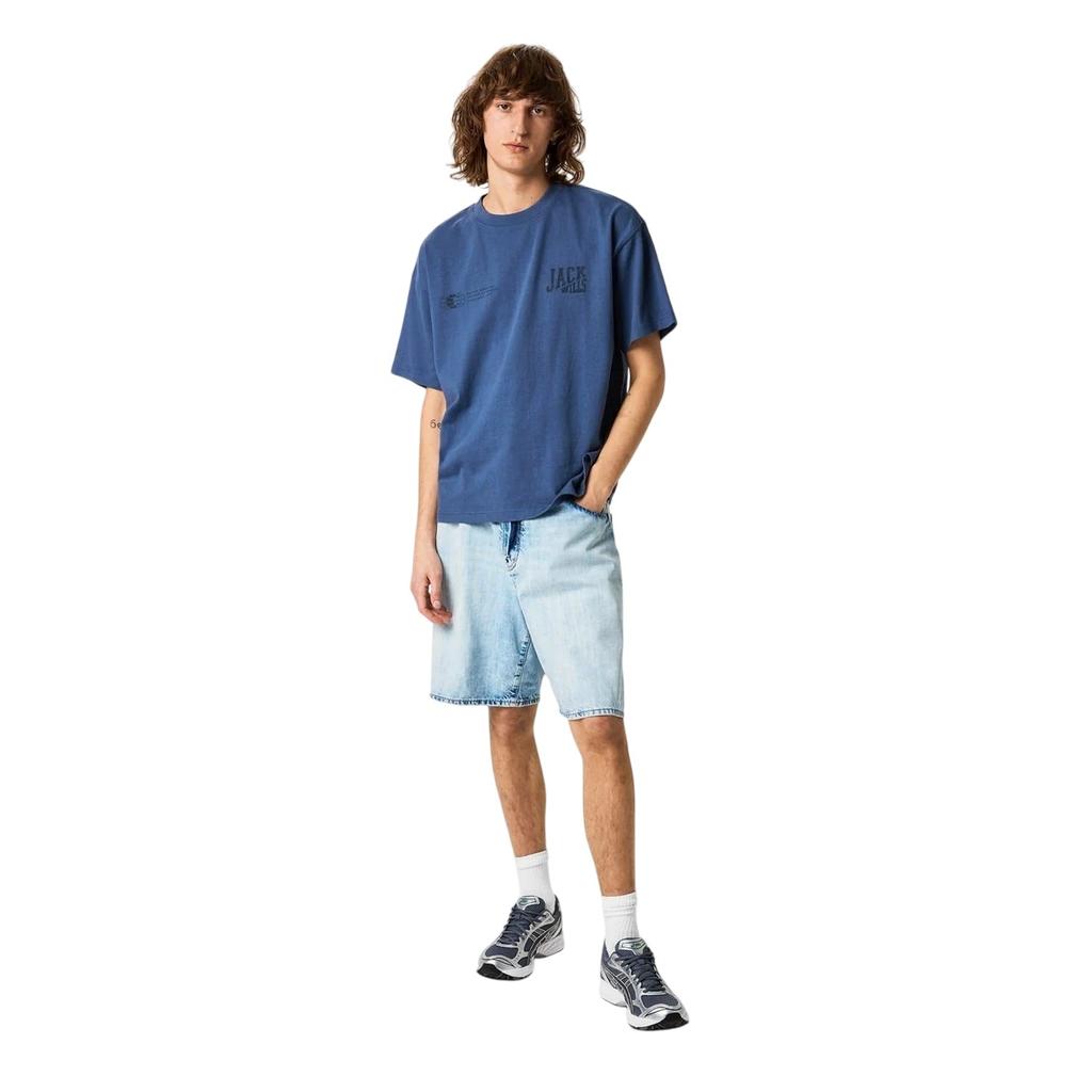 Jack Wills Mens Back Print Distressed Hem Regular T-Shirt