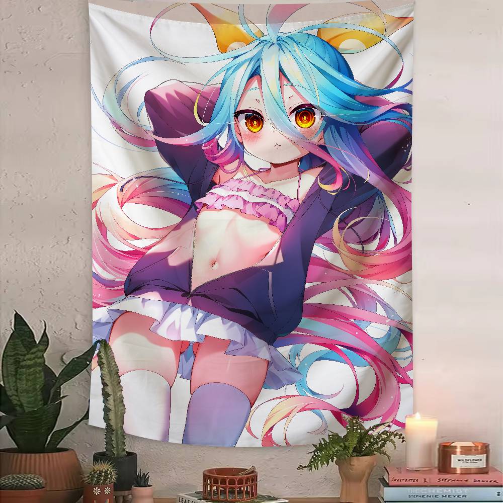 Anime No Game No Life Tapestry Bohemian Tarot Hippie Wall Hanging Dorm Kawaii Shiro Girl LARGE Wall Art for Bedroom Living Room