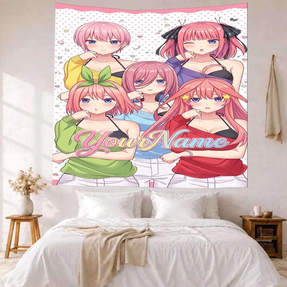Quintessential Quintuplets Custom Your Name Wall Decor Tapestry Art For Pet Memorial Birthdaywedding Party Backdrop Family Gift