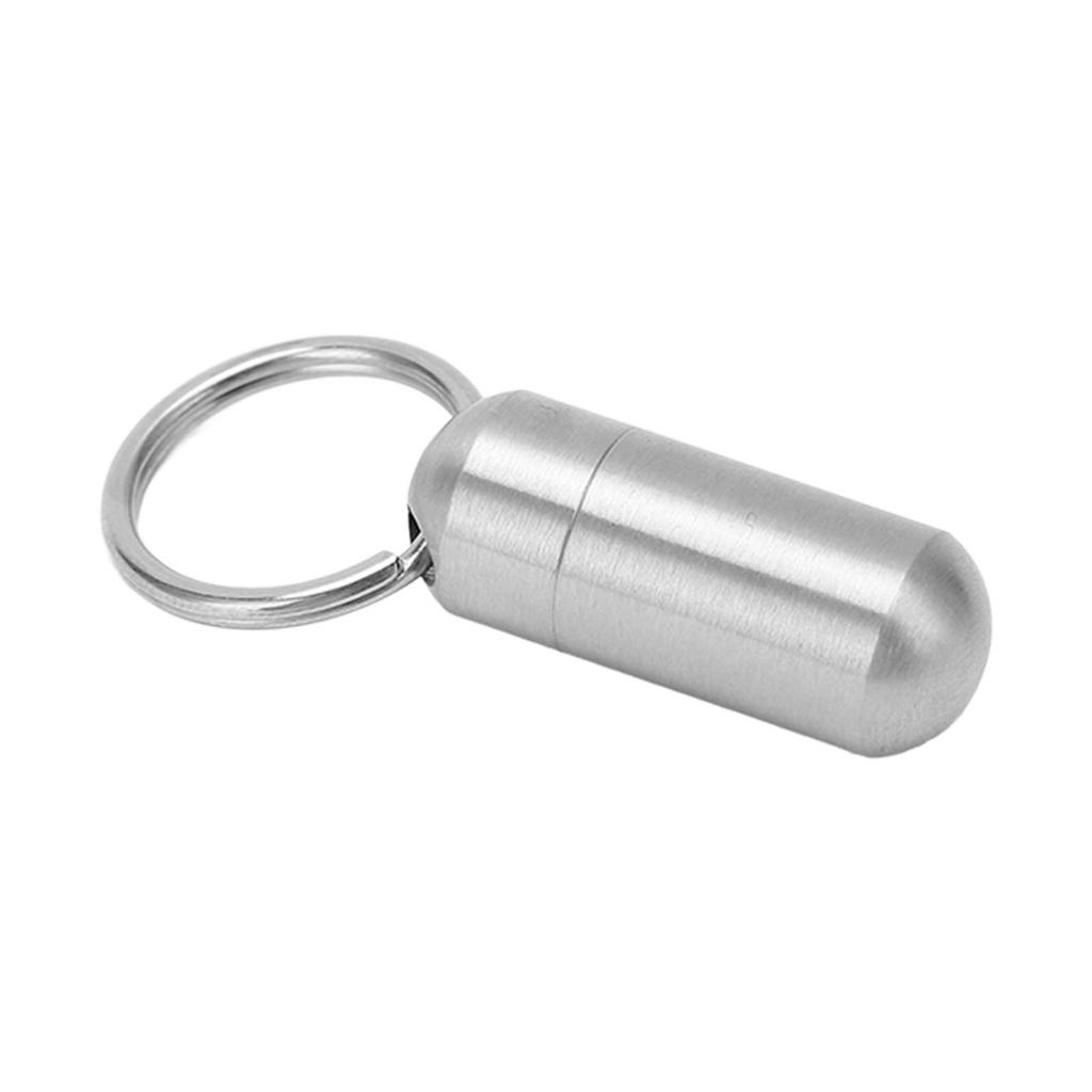 Portable Medicine Bottle Stainless Steel Waterproof Small Capsule Case Storage Container with Keychain