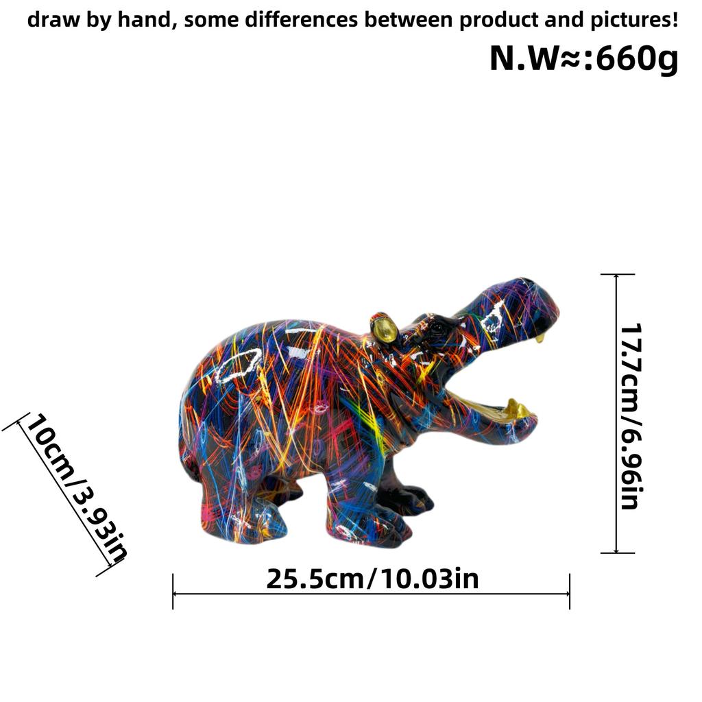 Nordic Creative Colorful Big Mouth Hippo Ornaments Home Living Room Office Desktop Animal Resin Craft Decoration