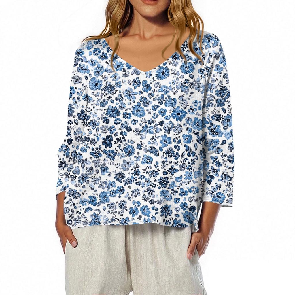 3/4 Length Sleeve Womens Tops Summer Trendy  V-Neck Blouses Dressy Casual  T-Shirt Summer Outfits Beach Vacation