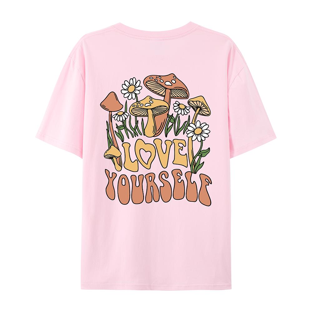 Love Yourself Grow Wantonly Cotton Prints Woman T-Shirt Essential Daily T-Shirt Personality Funny Short Sleeve Oversized Tshirts