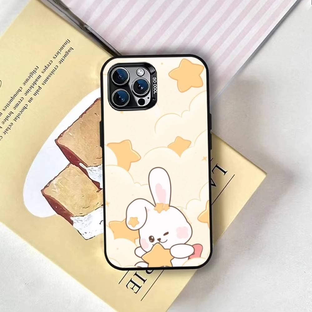 Cloudy Bunny Phone Case For iPhone 17,16,15,14,13,12,11 Plus,Pro Max,XS,Colorful Silver Phone Case Funda Cover