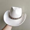New Blue Suede Hat 7.5Cm Western Cowboy Women'S Fedora Hat Men'S Church Jazz Hat Fashion Travel Party Hat Denim Hat