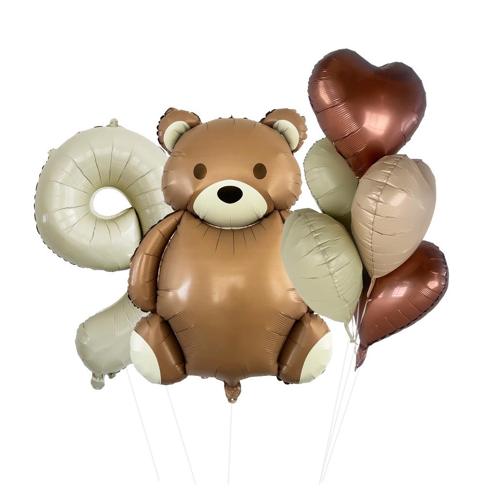 Matte Bear Aluminum Film Balloon Set Love Digital Children'S Birthday Party Decoration Decoration Bear Birthday Party