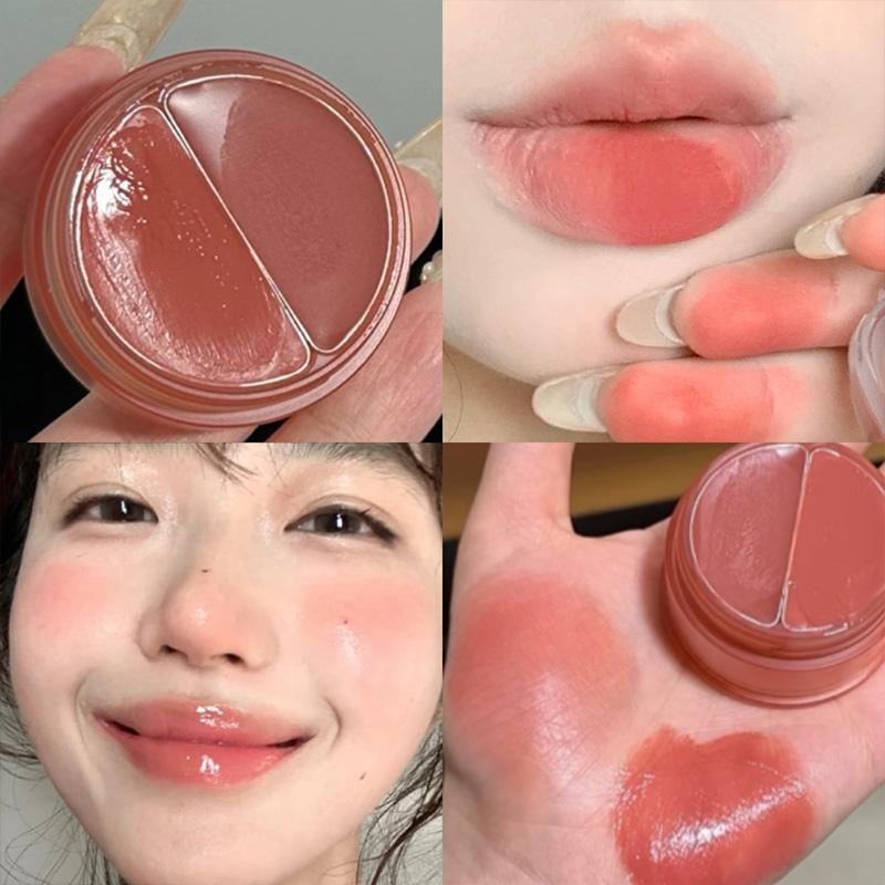 HERORANGE Balsamo Labbra e Guance Bicolore, Effetti Opachi e Lucidi, Super Pigmentato, Idratante, A Lunga Tenuta, Non Macchia, Non Appiccicoso, Può Essere Usato