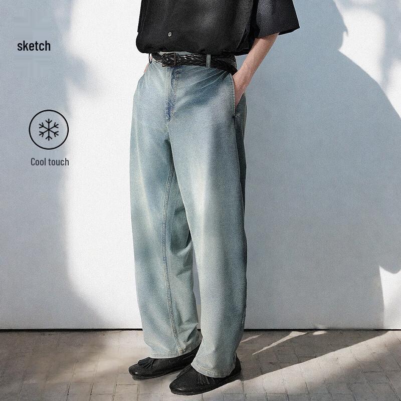 CROQUIS Men's 2025 Summer Curved Loose Denim Jeans