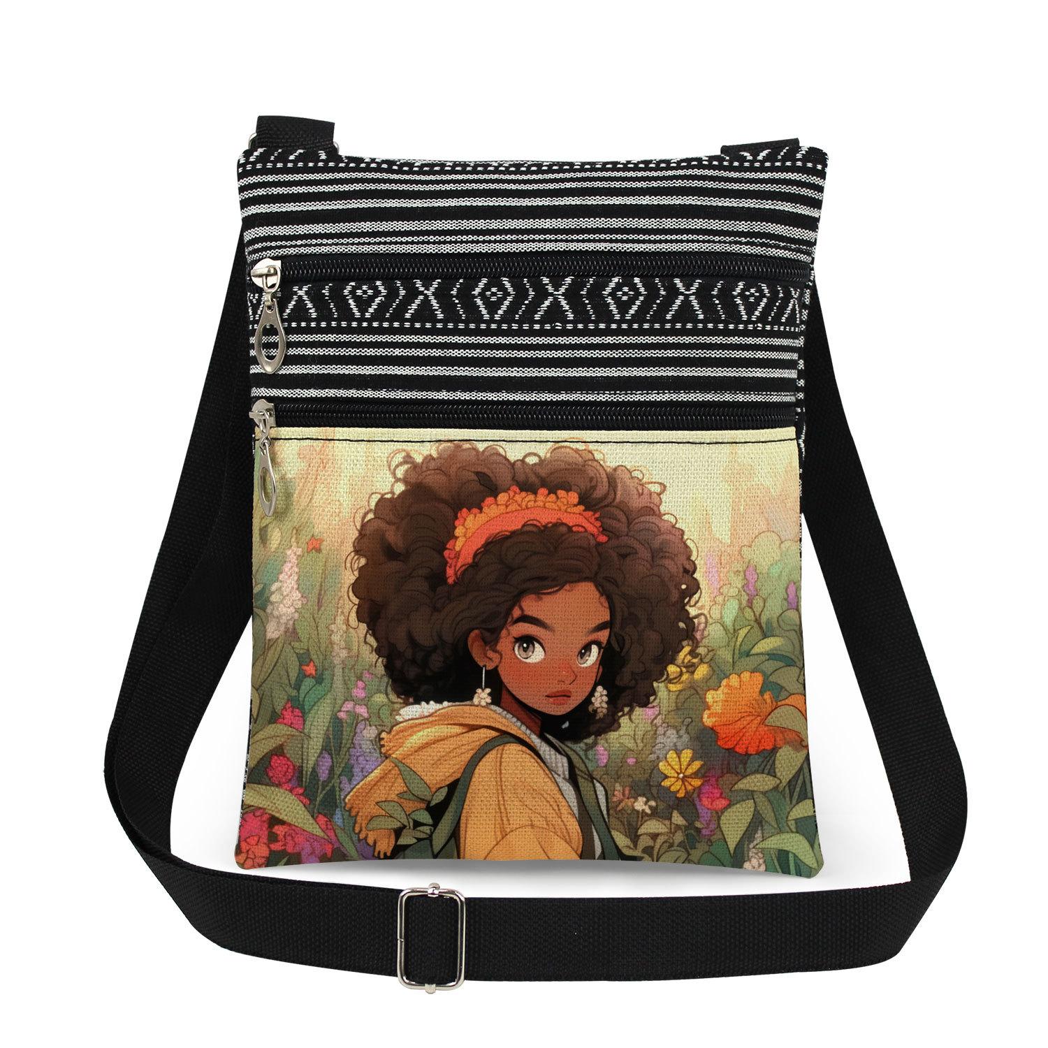 1PC Black girl Print Tote Bags Women Shoulder Handbags Postman Package 6899