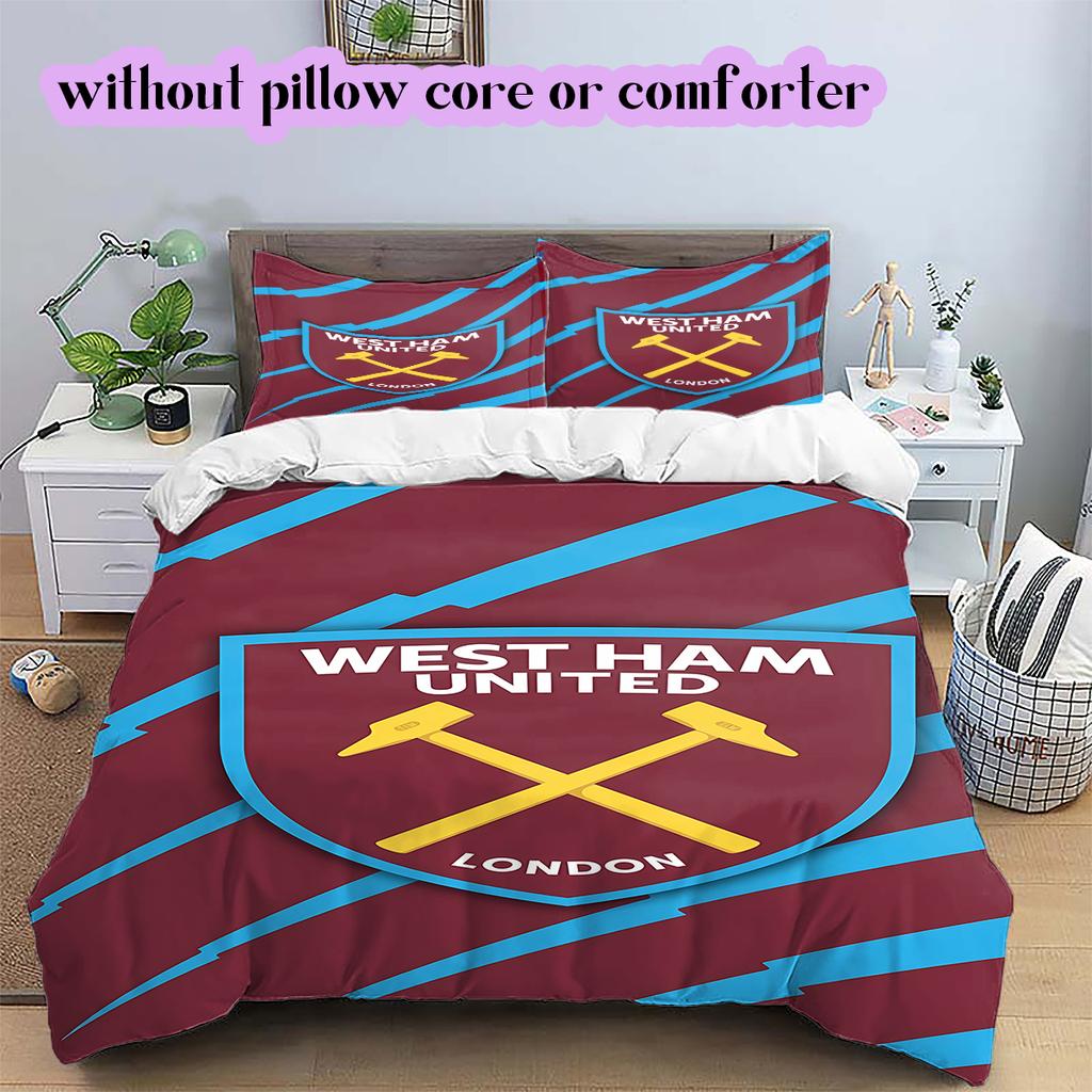 Football Red Blue Pattern Bedding Quilt Set Quilt Cover Pillowcase Home Decoration Birthday Gift (1 * duvet cover + 2 * pillowcase, without core)