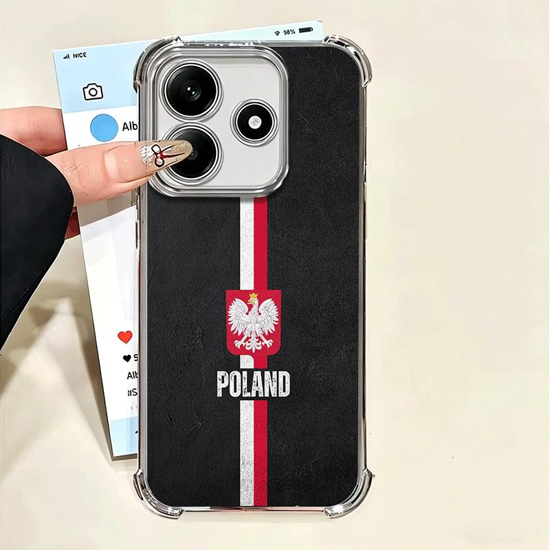 Poland Flag White Red Plating Phone Case For Xiaomi Poco X5 X6 X7 X8 Pro Max F8 Ultra F7 M8 M7 M5S Redmi 15C 15 14C 13C 13 X3 12