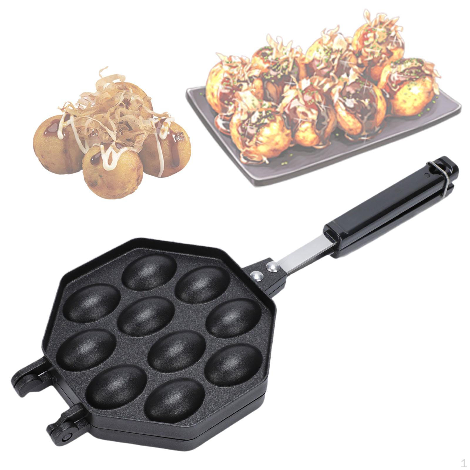 

10 Hole Takoyaki Pan Baking Cooking Tool, Nonstick Octopus Grill Plate Double Maker