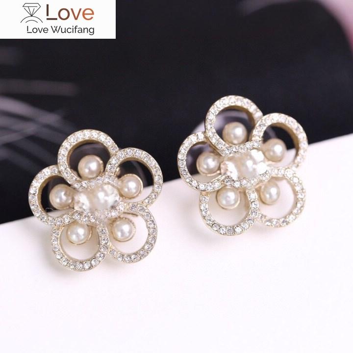 

Модные брендовые жемчужные украшения, серебряные серьги с кристаллами и цветком, круглые серьги-камелии с жемчугом, женские серьги для свадебной вечеринки