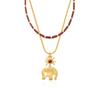 Women's 18K Gold Red Agate Elephant Pendant Necklace - Versatile, Simple Chain with Auspicious Rainbow Design