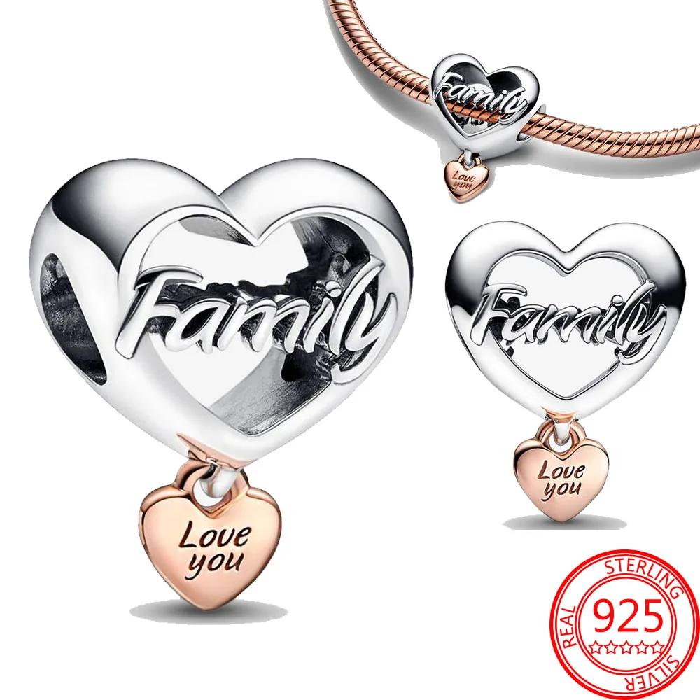S925 Silver Heart Charm Jewelry Gift for Daughter Mom Wife Sister Romantic Love You Family Necklace Bracelet