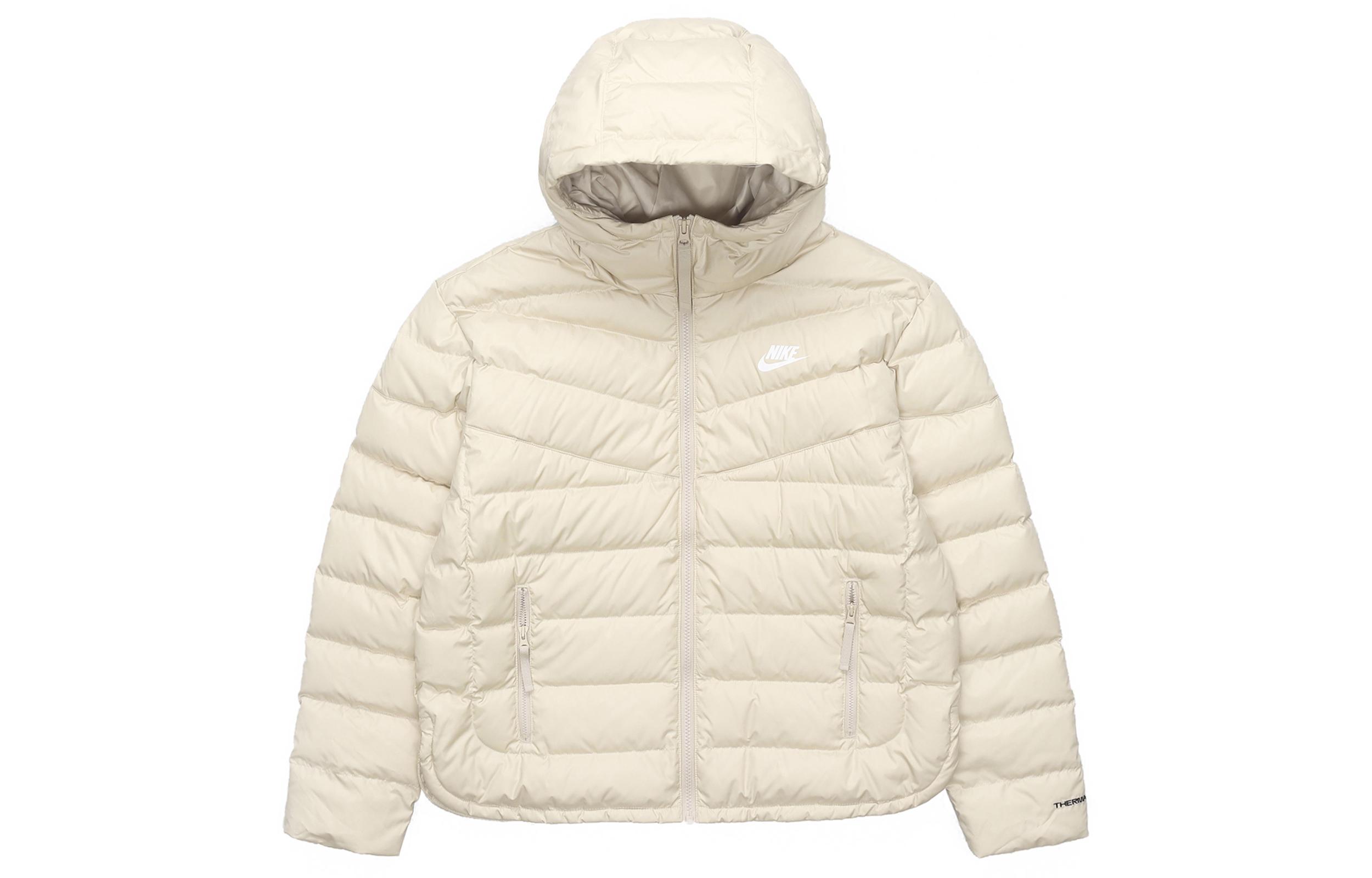 Nike Down Jackets Women s Beige Hooded Moderate Puffer Jacket DH4074-206 M