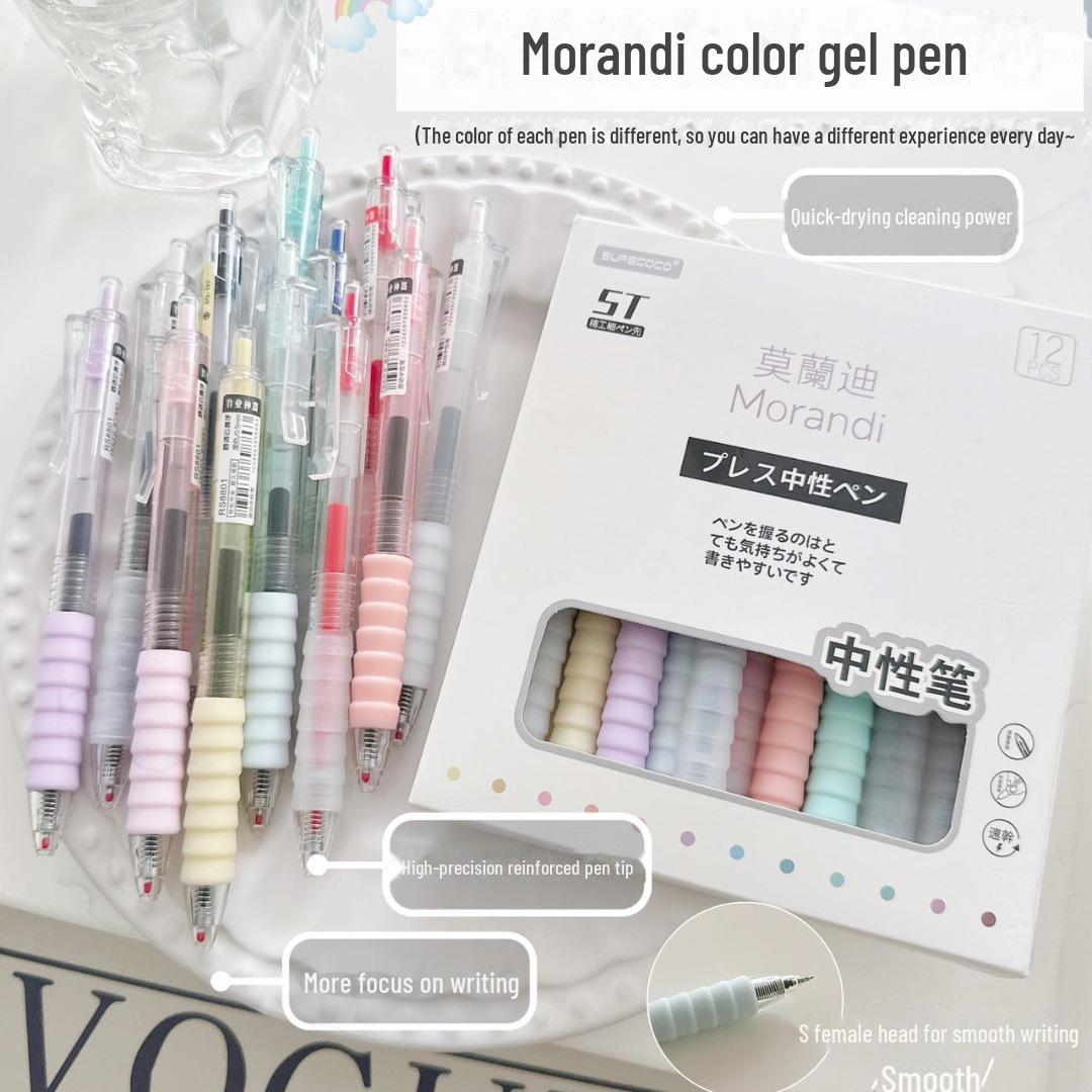 

Morandi Japanese Soft Grip 0.5mm Quick-Dry Black Brush Pen for Students and Exams 0.5mm/9 black pens + 2 red pens + 1 blue pen