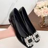 Silver High-end Flat-bottomed Rhinestone Single Shoes New Autumn Black Commuter Beanie Shoes