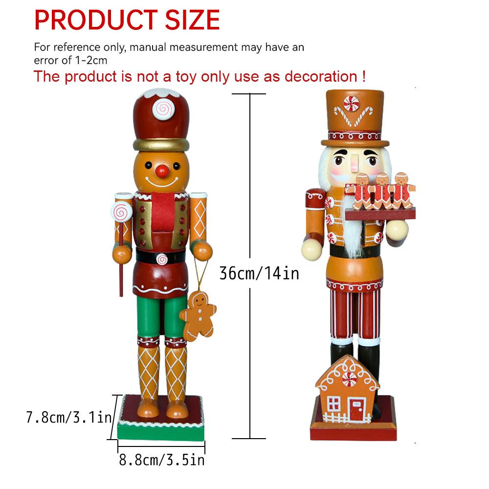 35cm/38cm Weihnachtsnussknacker Holz-Lebkuchenmann-Marionette Kreative Keks-Puppe Handwerkskunst Feiertagsgeschenk Haus-Büro-Dekoration