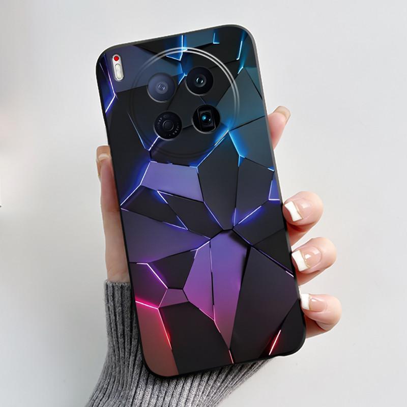 Phone Case For Tecno Camon 40 Premier 5G Bumper Soft Silicone Unique Design Black Case Ins Style Floral Painted Shockproof Cover