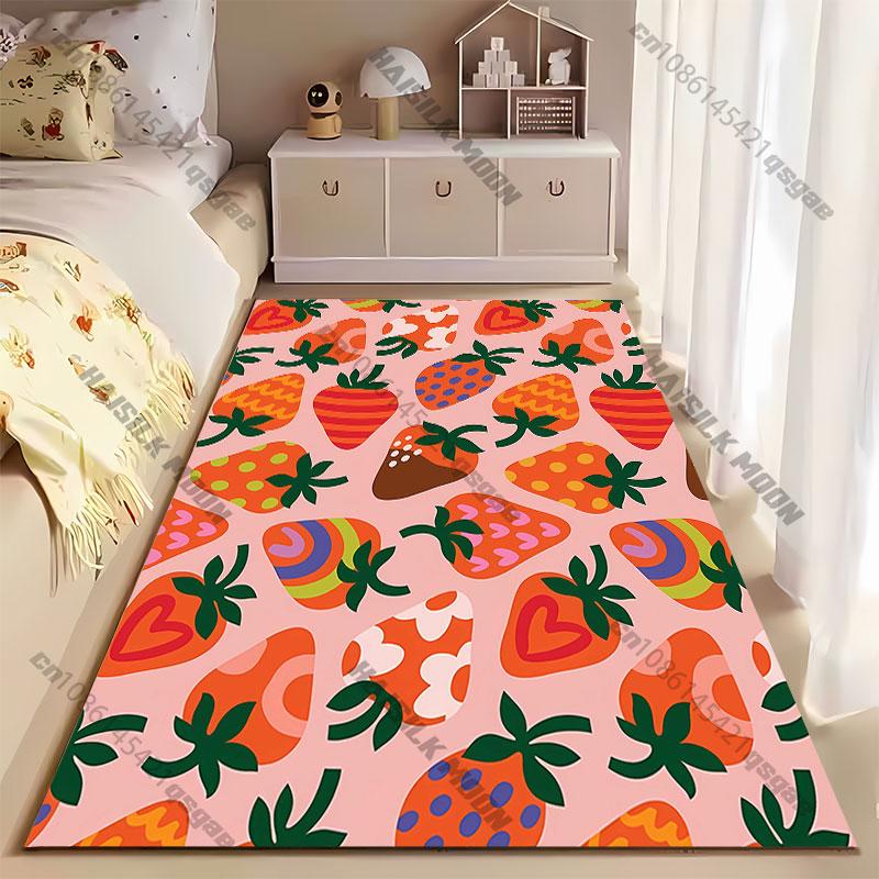 Colorful strawberries artistic pattern carpet Yoga living room room decor children's crawling mat doormat area rug games mat