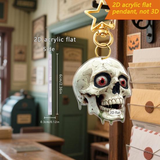 Car Pendant Halloween Series 2D Doll Charm Ghosts Pumpkins Skeletons Festive Car Ornament Auto Rearview Mirror Decoration