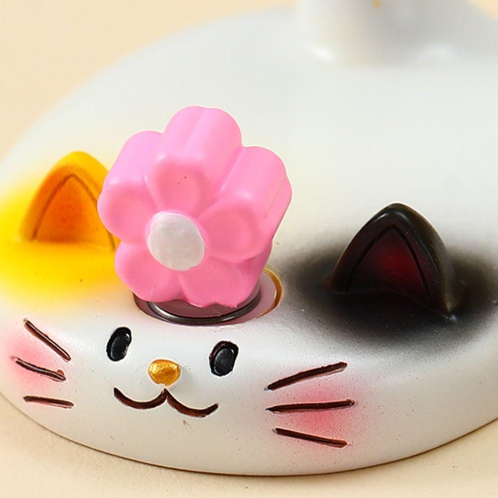 Cartoon Rotatable Car Ornament Ceramic Car Dashboard Ornament Novelty Cute Cat Statue Home Decor