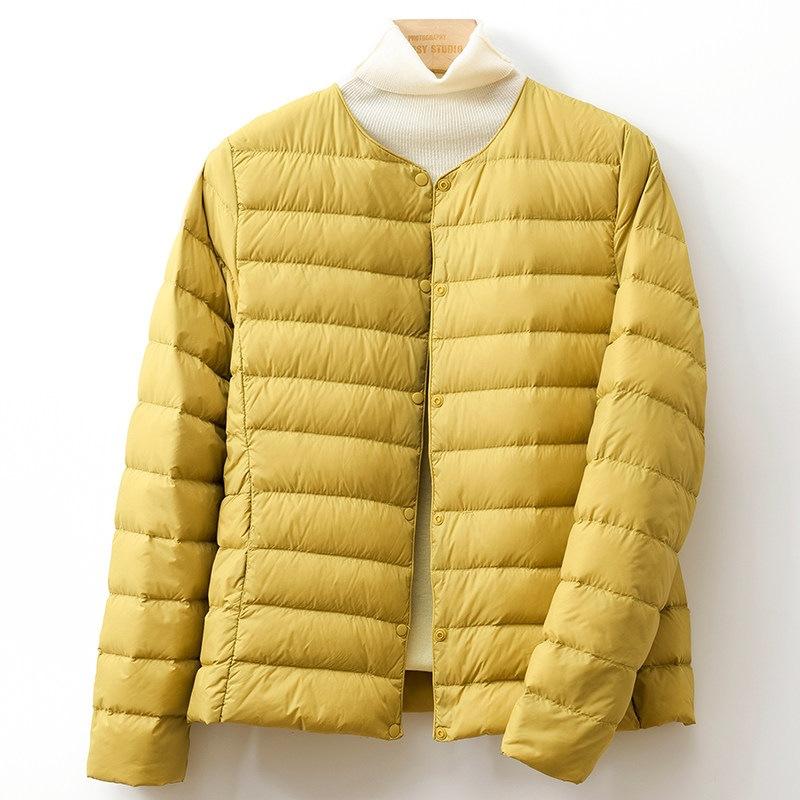 Women's light down jacket liner, short slim-fitting round neck down stacked inside, winter light base