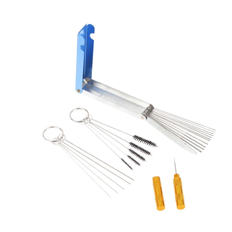 Carburetor Jet Cleaning Tool Set Professional Grade Metal Needles Nylon Brushes Reamer for Auto Repair Shops