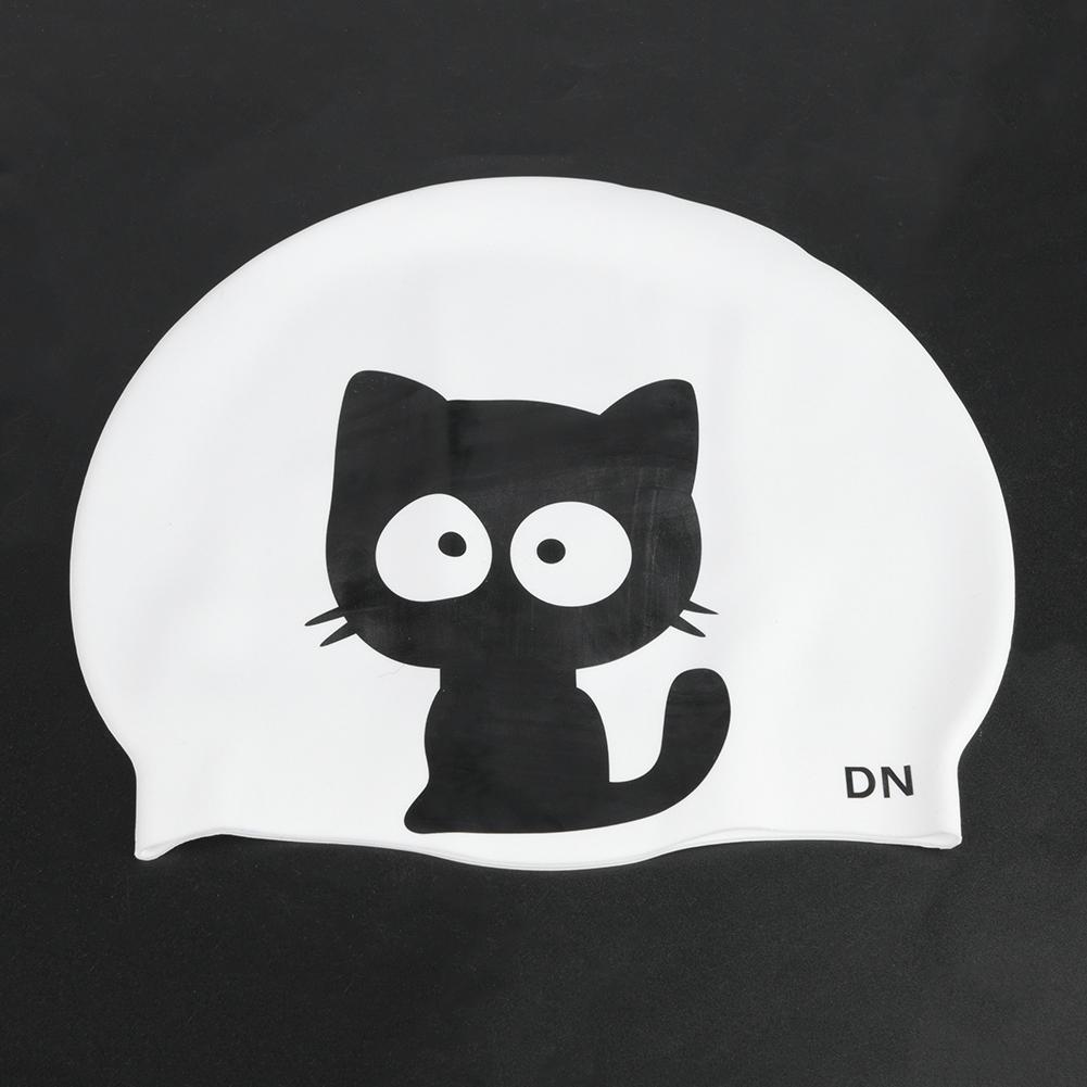 2pcs Unisex Cartoon Pattern Silicone Swimming Cap for Children(Cat)