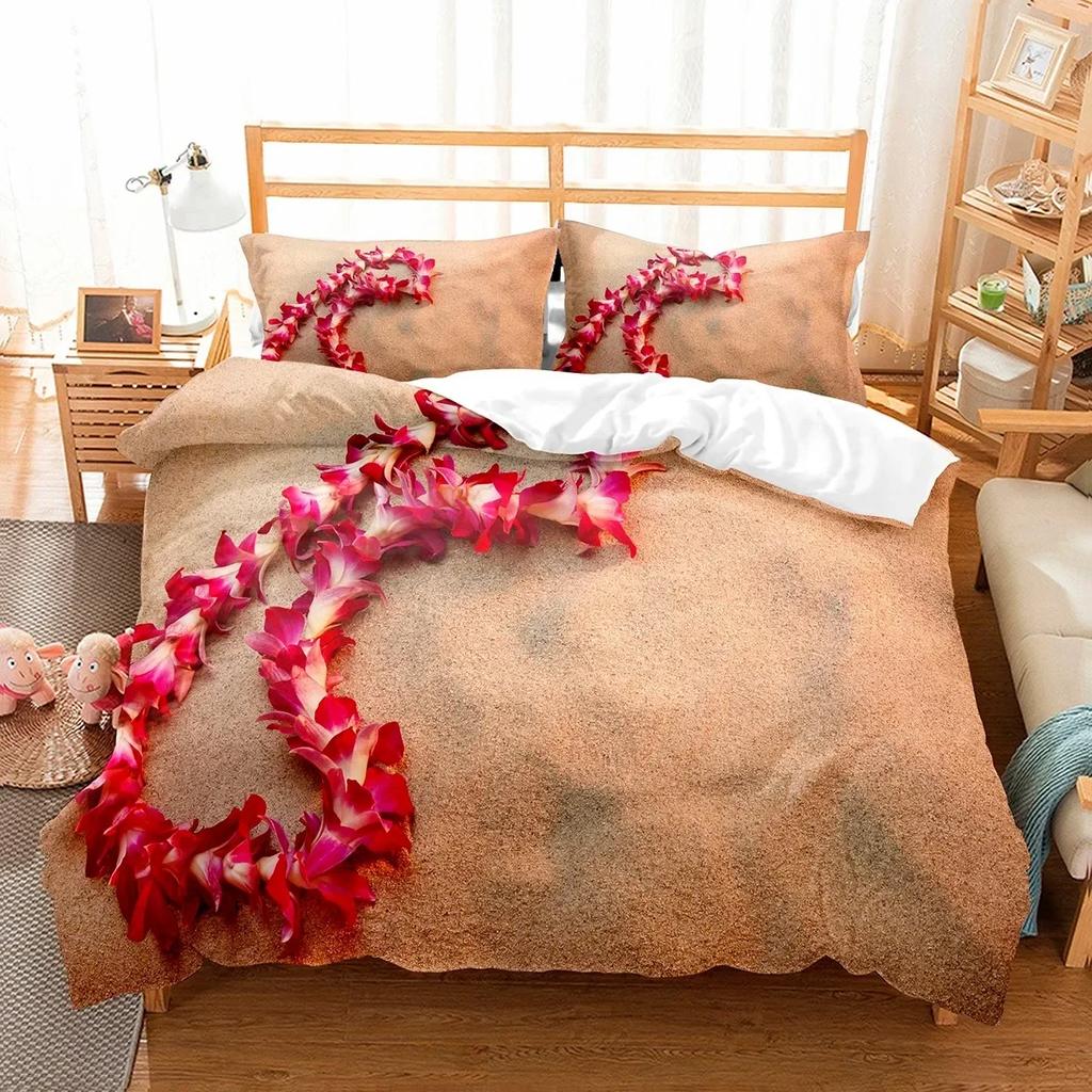 Hawaii Strand Meer Sommer Thema Bequemer Bettdeckenbezug Steppdecke Kissenbezug Bettwäscheset Kinder Schlafzimmer Dekoration Heimtextilien