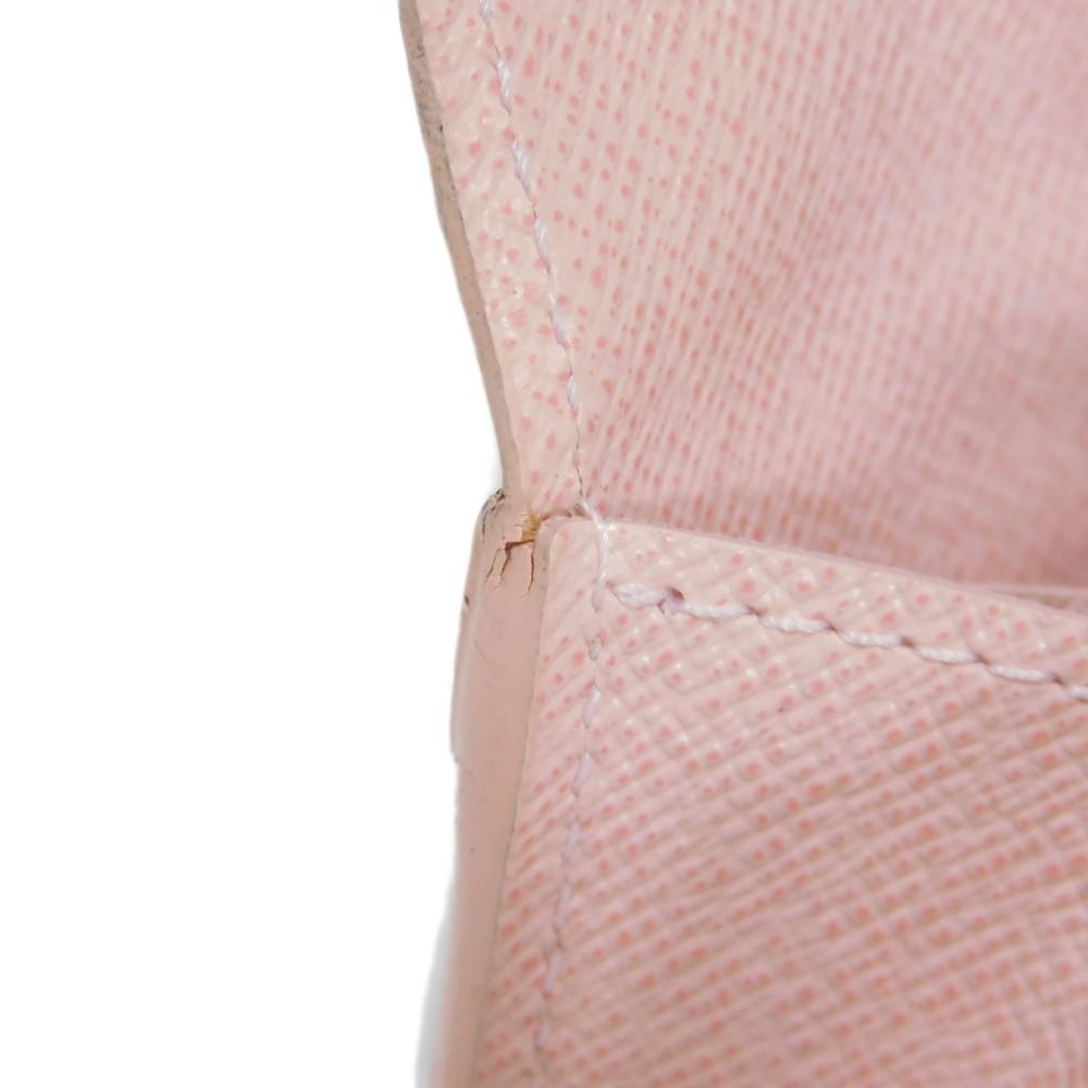 Used 12564 Portefeiulle Kaisa N61227 7940 Logo Ebene Brown Pink Bifold Two-tone Damier Rose Ballerine Ladies from Japan