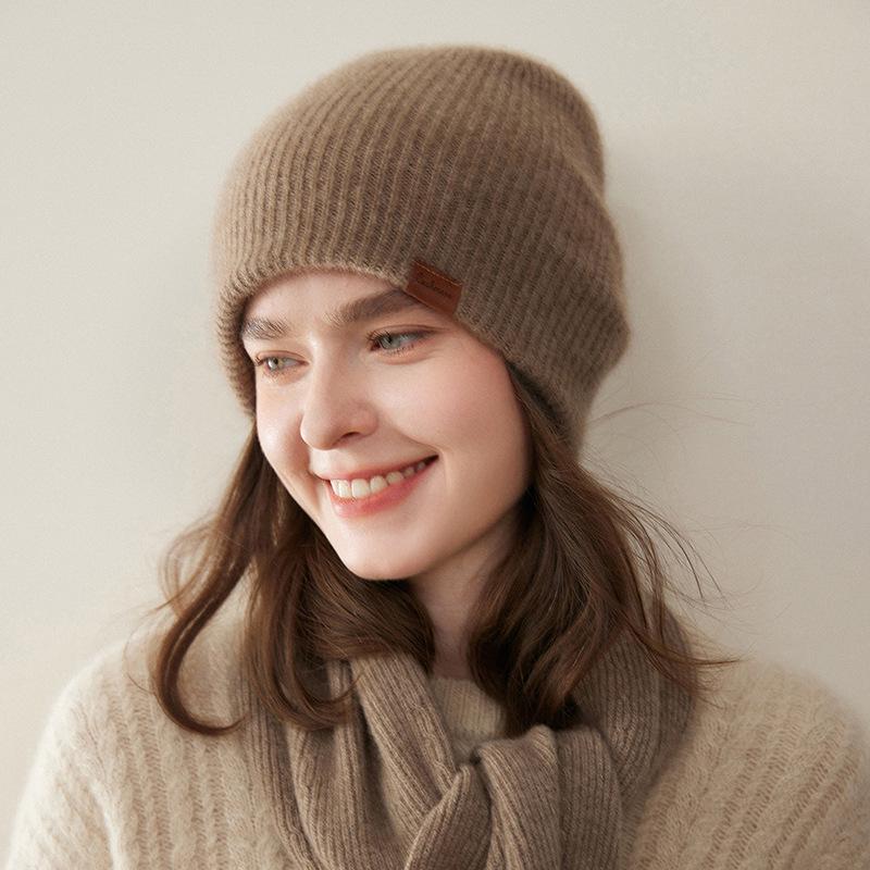Women s 100% Pure Cashmere Knitted Hat – Fashionable, Versatile, and Warm One Size
