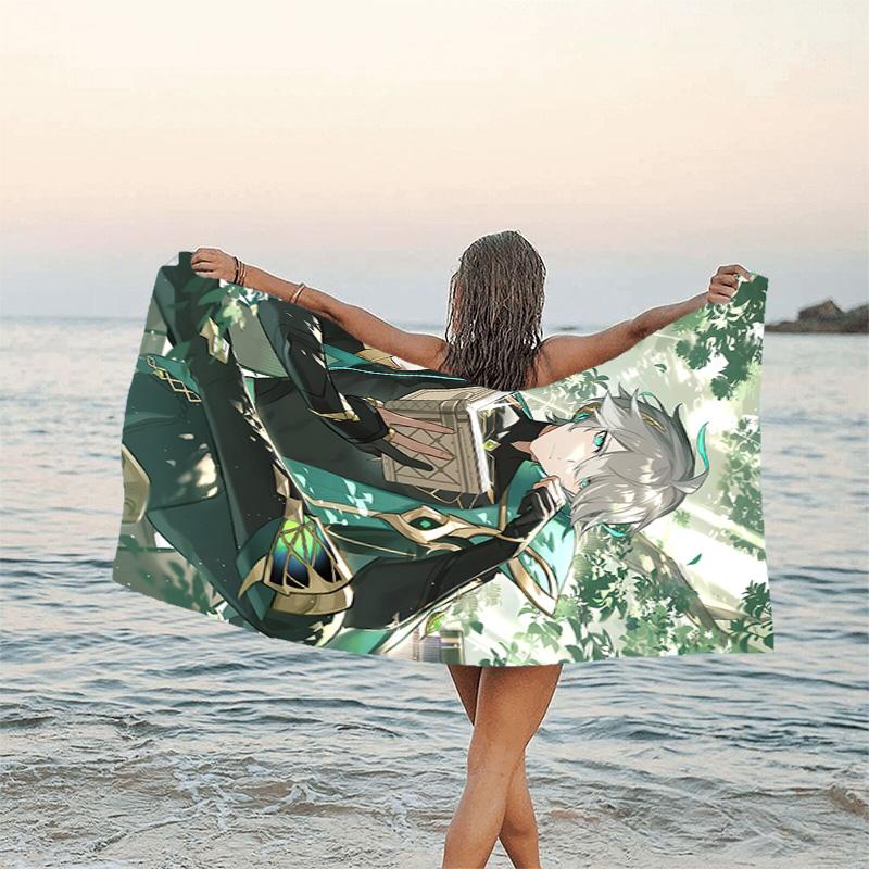 1pc Genshin Impact Alhaitham2 Beach Towel, Beach and Seaside Swimming Pool Equipment, Fashion Pattern, Rectangular, Travel Essentials