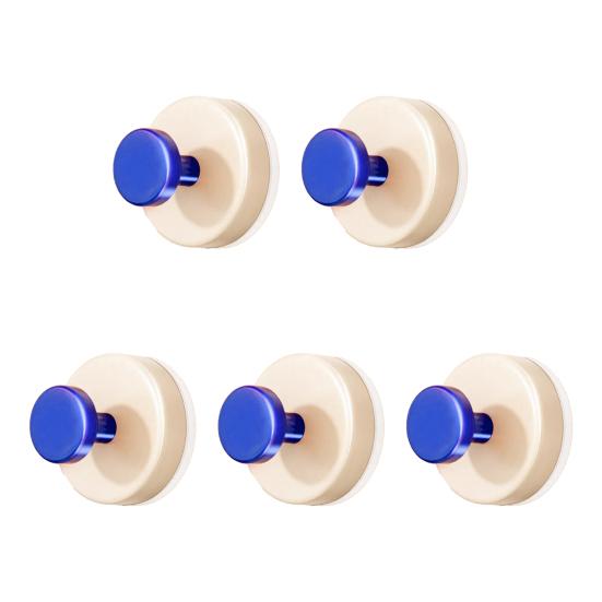 5Pcs Plastic Suction Cup Hooks No Drill Strong Suction Power Detachable Reusable Wall Hangers for Bathroom Kitchen Bedroom Storage Accessories