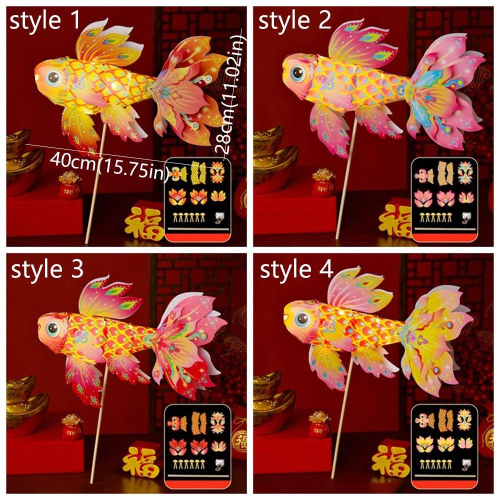 Chinese Traditional Handheld Fish Lantern Ancient Style Luminous Goldfish Light  Celebration