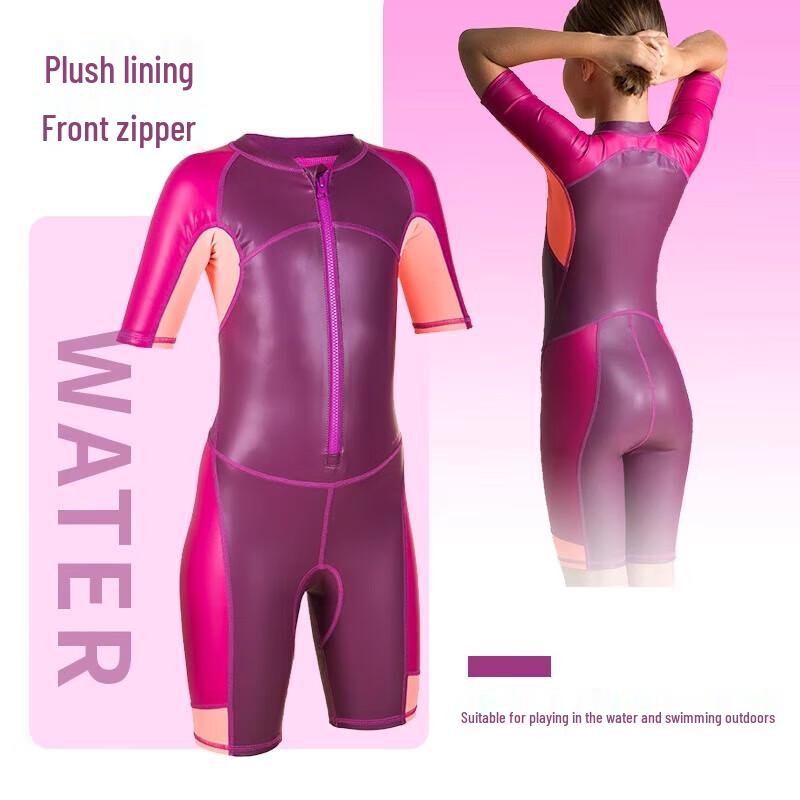 Decathlon Kids  Purple-Orange Thermal One-Piece Wetsuit 131-140cm (8-9 years)