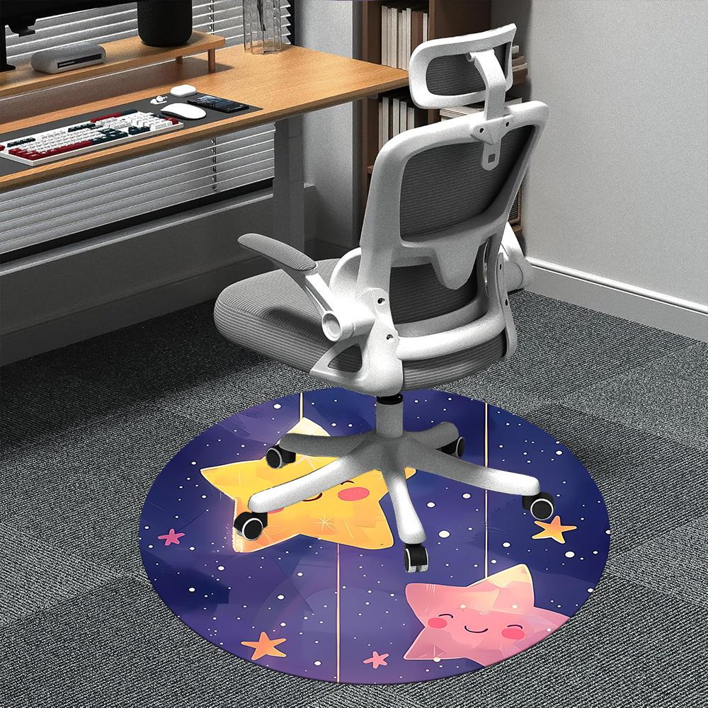 

1PC Starry Night Office Round Area Rug, Indoor Mat Suitable ForOffice, Under Office Chairs Bedroom Living Room Home Decor, Room Deco f047 80cm by 80cm