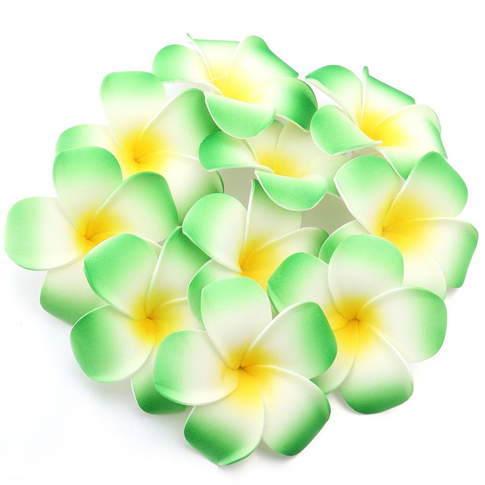 10 Stück Künstliche Blumenköpfe Hawaiianische Strand-Schaumstoff-Frangipani-Blumen DIY-Geschenke Kopfschmuck Haarnadeln Kranz für Hochzeitsfeier-Dekoration