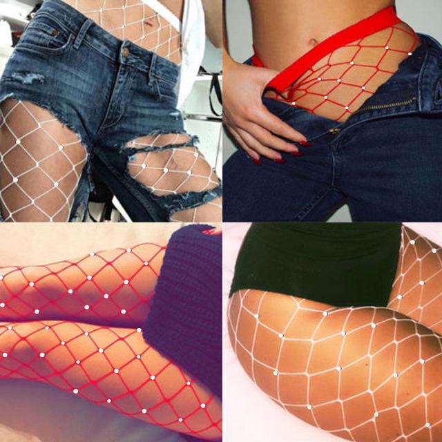 

Charming Shiny Rhinestone Pantyhose Glitter Stockings for Women Glossy Tights Mesh Pantyhose чорний