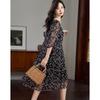 Demana 100% Mulberry Silk Ruched 3/4 Sleeve A-Line Dress